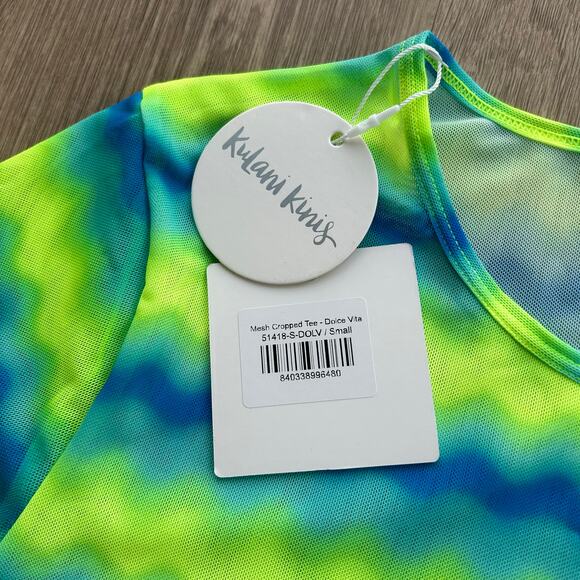 Kulani Kinis Mesh Cropped Tee Dolce Vita Print Mesh Top Size S NWT - Picture 10 of 11